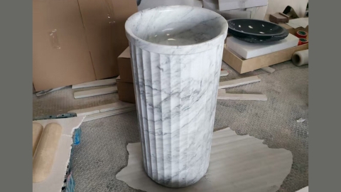Белая раковина с пьедесталом Jenna M19 из натурального мрамора Bianco Carrara ИТАЛИЯ 1260051719 для  комнаты_6
