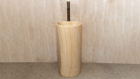Желтая раковина с пьедесталом Jenna M13 из натурального оникса Honey Onyx ИНДИЯ 1260161713 для  комнаты_1