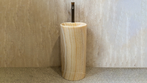 Желтая раковина с пьедесталом Jenna M13 из натурального оникса Honey Onyx ИНДИЯ 1260161713 для  комнаты_3