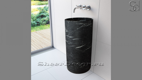 Мраморная раковина на пьедестале Jenna из черного камня Nero Marquina ИСПАНИЯ 126018571 для ванной комнаты_2