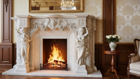 Каменный портал белого цвета для облицовки камина Jeppl из мрамора Bianco Extra 410111901_3