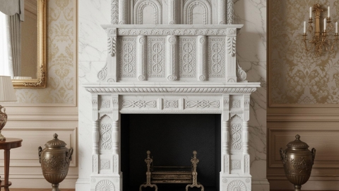 Мраморный портал белого цвета для отделки камина Jerma из натурального камня Bianco Extra 415111401_3