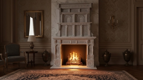 Мраморный портал белого цвета для отделки камина Jerma из натурального камня Bianco Extra 415111401_5