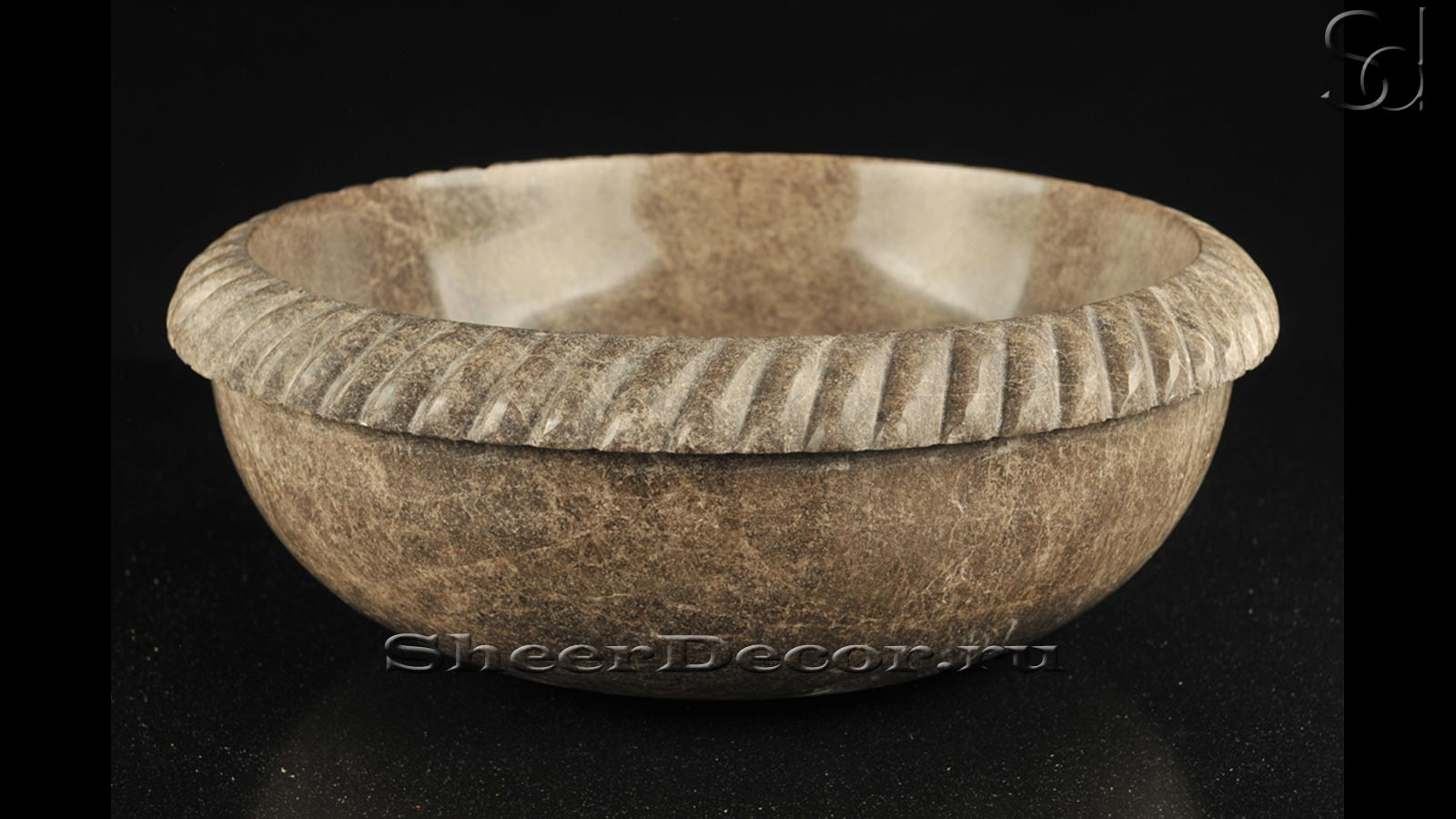 Каменная курна круглой формы Jut Cerchione из коричневого мрамора Emperador Dark ИСПАНИЯ 425042422_1