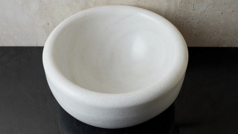 Мраморная курна круглой формы Kadi из белого мрамора Crystal White ИНДИЯ 426072121_4