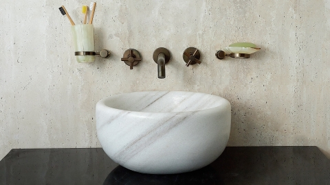 Мраморная курна круглой формы Kadi из белого мрамора Crystal White ИНДИЯ 426072121_6
