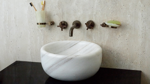 Мраморная курна круглой формы Kadi из белого мрамора Crystal White ИНДИЯ 426072121_7