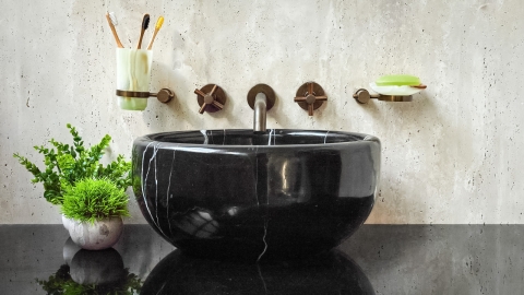 Мраморная раковина  Kadi из черного камня Nero Marquina_2