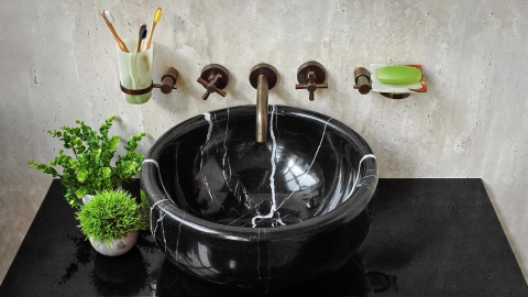 Мраморная раковина  Kadi из черного камня Nero Marquina_3