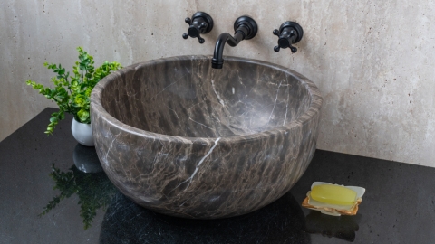 Каменная курна  Kadi из серого травертина Silver travertine ТУРЦИЯ 426399121_1