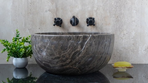 Каменная курна  Kadi из серого травертина Silver travertine ТУРЦИЯ 426399121_2