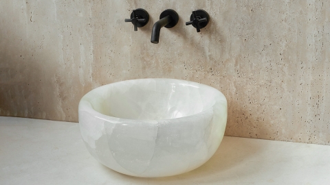 Каменная курна  Kadi из белого оникса White Honey ИНДИЯ 426428121_2