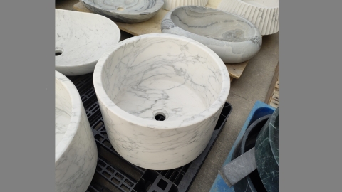 Мраморная курна круглой формы Kale Bucket из белого мрамора Bianco Carrara ИТАЛИЯ 0190051219_1