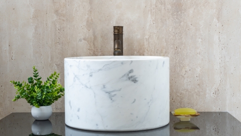 Мраморная курна круглой формы Kale Bucket из белого мрамора Bianco Carrara ИТАЛИЯ 0190051219_3