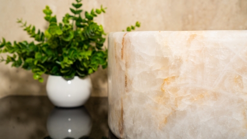 Белая раковина Kale из камня кварцита Crystalo БРАЗИЛИЯ 019933111 для ванной комнаты_3