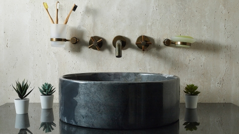 Черная раковина Kale из натурального мрамора Grey Marquina ИТАЛИЯ 019040111 для ванной комнаты_1