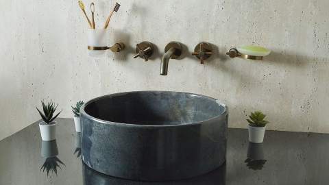 Черная раковина Kale из натурального мрамора Grey Marquina ИТАЛИЯ 019040111 для ванной комнаты_2