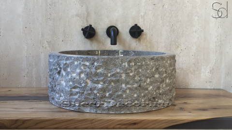 Гранитная раковина Kale из серого камня Light Grey ИНДОНЕЗИЯ 019515311 для ванной комнаты_1