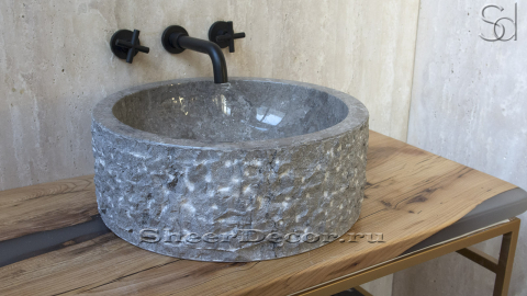 Гранитная раковина Kale из серого камня Light Grey ИНДОНЕЗИЯ 019515311 для ванной комнаты_2