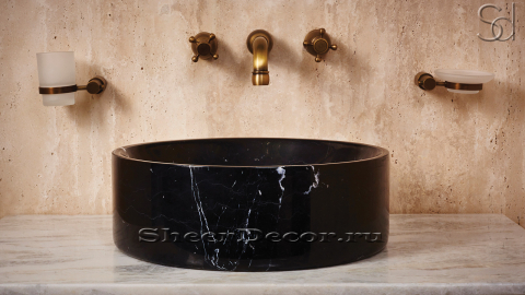 Мраморная раковина Kale M2 из черного камня Nero Marquina ИСПАНИЯ 019018112 для ванной комнаты_1