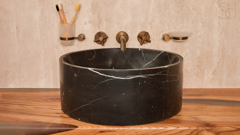 Мраморная раковина Kale M2 из черного камня Nero Marquina ИСПАНИЯ 019018112 для ванной комнаты_8