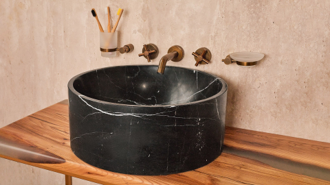 Мраморная раковина Kale M2 из черного камня Nero Marquina ИСПАНИЯ 019018112 для ванной комнаты_9