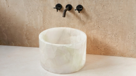 Каменная курна круглой формы Kale Bucket из белого оникса White Onyx АФГАНИСТАН 0190431219_1