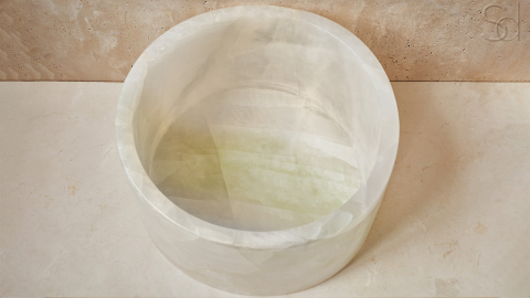 Каменная курна круглой формы Kale Bucket из белого оникса White Onyx АФГАНИСТАН 0190431219_11
