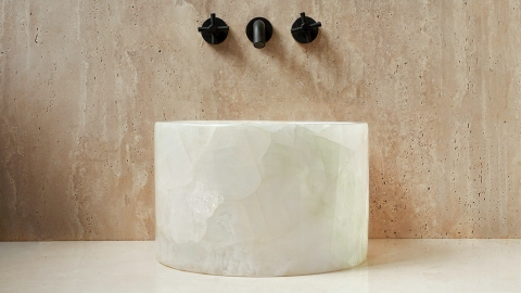 Каменная курна круглой формы Kale Bucket из белого оникса White Onyx АФГАНИСТАН 0190431219_2