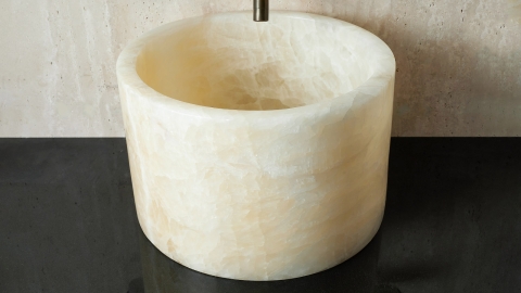 Каменная курна круглой формы Kale Bucket из белого оникса White Onyx АФГАНИСТАН 0190431219_7