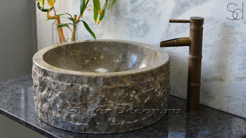 Мраморная раковина Kale из серого камня Wild Stone ИНДОНЕЗИЯ 019376311 для ванной комнаты_2