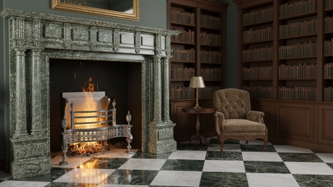 Каменный портал зеленого цвета для облицовки камина Karen M2 из мрамора Cipollino Dorato 159142402_4