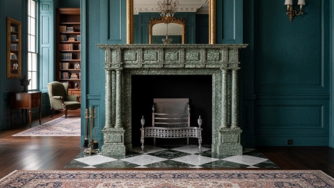 Каменный портал зеленого цвета для облицовки камина Karen M2 из мрамора Cipollino Dorato 159142402_5