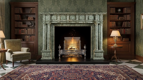 Каменный портал зеленого цвета для облицовки камина Karen M2 из мрамора Cipollino Dorato 159142402_6