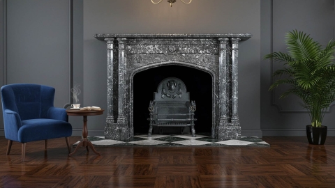 Мраморный портал черного цвета для отделки камина Karen из натурального камня Grigio Carnico 159146401_4