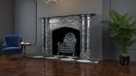 Мраморный портал черного цвета для отделки камина Karen из натурального камня Grigio Carnico 159146401_5