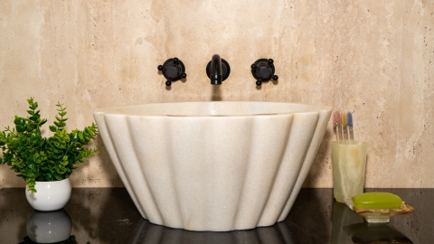 Каменная курна нестандартной формы Karla из белого мрамора Crystal White КИТАЙ 438072121_3