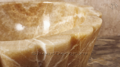 Каменная курна нестандартной формы Karla из желтого оникса Honey Onyx ИНДИЯ 438016121_3