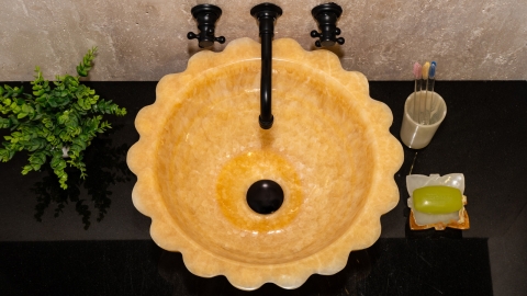 Каменная курна нестандартной формы Karla из желтого оникса Honey Onyx ИНДИЯ 438016121_7