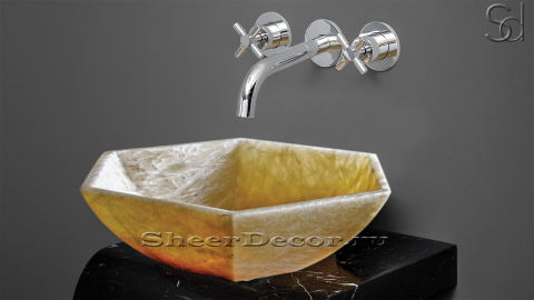 Желтая раковина Kira из камня оникса Honey Onyx ИНДИЯ 020016111 для ванной комнаты_1