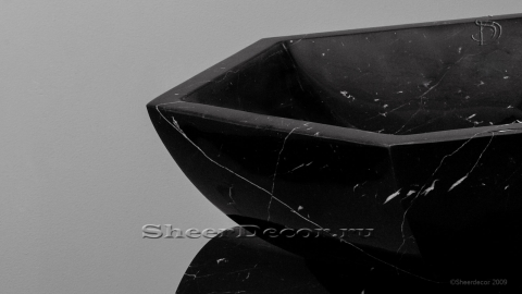 Черная раковина Kira из натурального мрамора Nero Marquina ИСПАНИЯ 020018111 для ванной комнаты_2