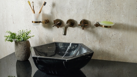 Мраморная раковина нестандартной формы Kira из черного камня Nero Marquina_4