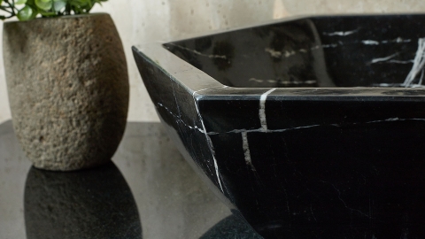 Мраморная раковина нестандартной формы Kira из черного камня Nero Marquina_6