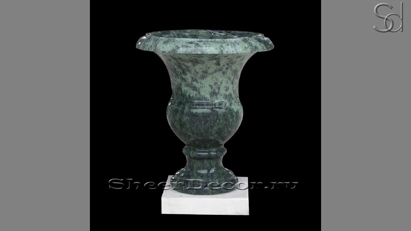 Мраморная вазон Klara из камня Verde Lotus зеленая_1