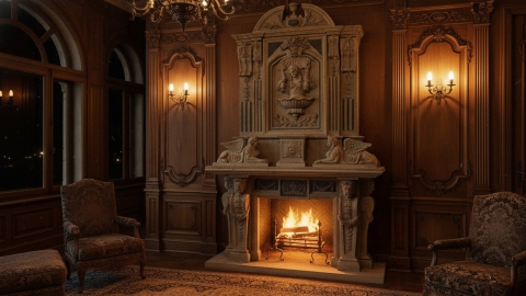 Декоративный портал бежевого цвета для облицовки камина Kruz из камня травертина Romano Antico 466131901_4