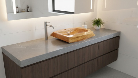 Деревянная раковина прямоугольной формы Labrado из коричневого дерева Rame_2