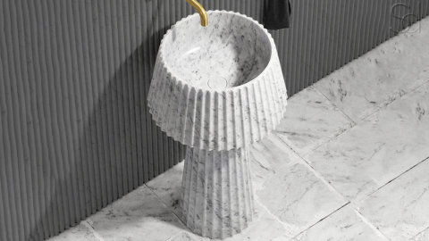 Мраморная раковина с пьедесталом Lampada из белого камня Bianco Carrara ИТАЛИЯ 000005571 для  комнаты_3