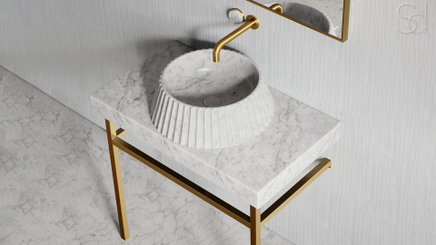Белая раковина Lampada из натурального мрамора Bianco Carrara ИТАЛИЯ 000005511 для ванной комнаты_3
