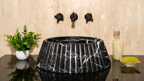 Мраморная раковина с пьедесталом Lampada из черного камня Nero Marquina ИСПАНИЯ 000018071 для  комнаты_2