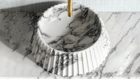 Белая раковина Lampada из натурального мрамора Statuarietto ИТАЛИЯ 000161811 для ванной комнаты_4